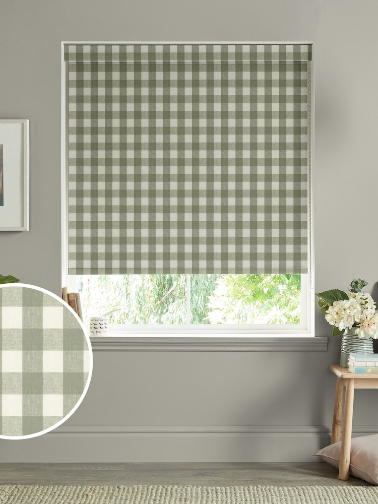 Sophie Allport Green Gingham Made to Measure Roller Blinds - Image 1 of 6