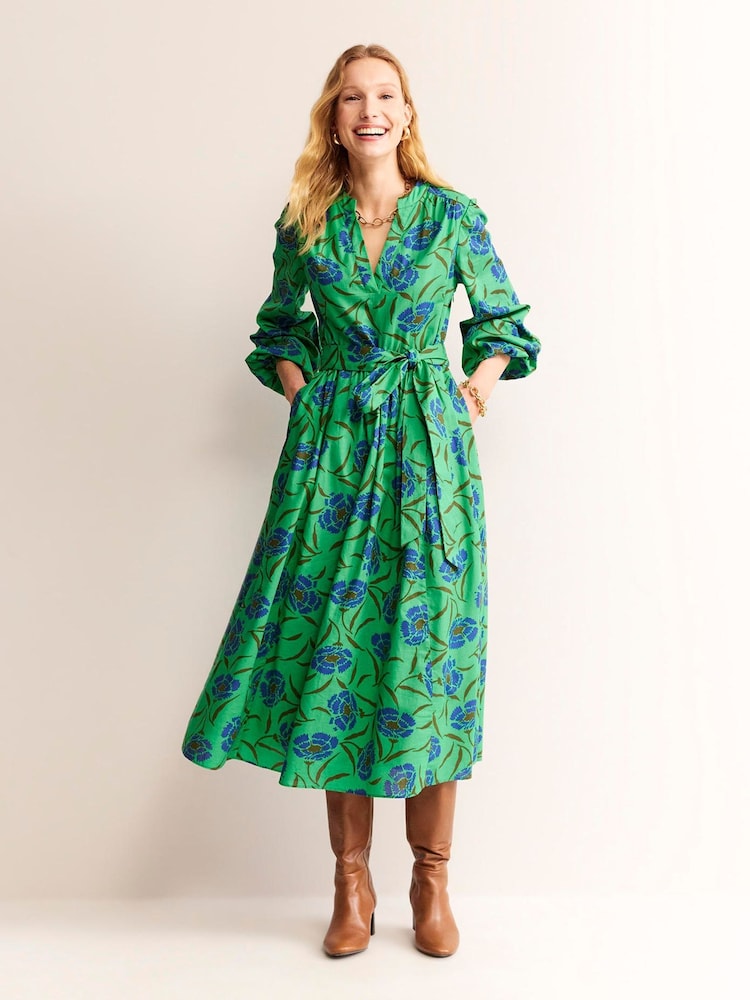 Boden Green Jen Cotton Midi Dress - Image 1 of 6