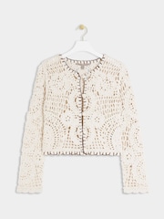 River Island Cream 100% Cotton Crochet Cardigan - Image 5 of 6