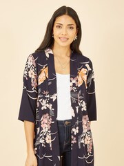 Yumi Blue Butterfly Print Long Kimono Jacket - Image 2 of 5