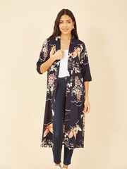 Yumi Blue Butterfly Print Long Kimono Jacket - Image 3 of 5