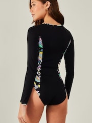 Accessorize Black Long Sleeve Panel Swimsuit - Image 2 of 4