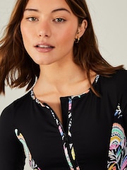 Accessorize Black Long Sleeve Panel Swimsuit - Image 3 of 4