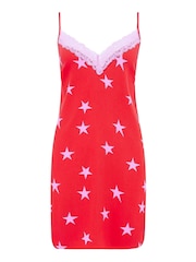 Pour Moi Red Luxe Woven Twill Lace Trim Chemise - Image 6 of 7