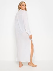 Long Tall Sally White Crinkle Longline Shirt - Image 4 of 6
