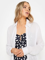 Long Tall Sally White Crinkle Longline Shirt - Image 5 of 6