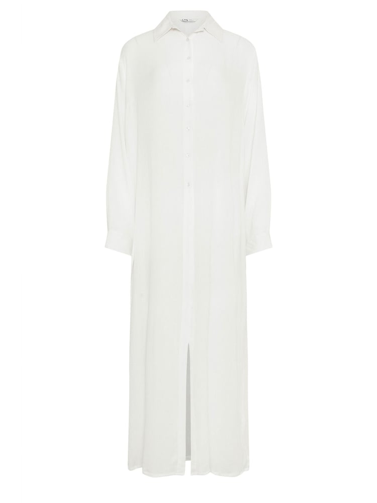 Long Tall Sally White Crinkle Longline Shirt - Image 6 of 6