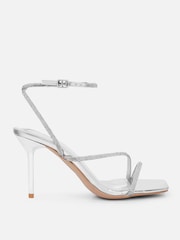 Simmi London Silver Maravelle Diamante Heeled Sandals - Image 2 of 4