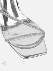 Simmi London Silver Maravelle Diamante Heeled Sandals - Image 4 of 4