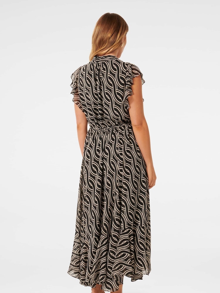 Forever New Black Maxine Petite Ruffle Sleeve Midi Dress - Image 4 of 4 Forever New Black Maxine Petite Ruffle Sleeve Midi Dress - Image 4 of 4
