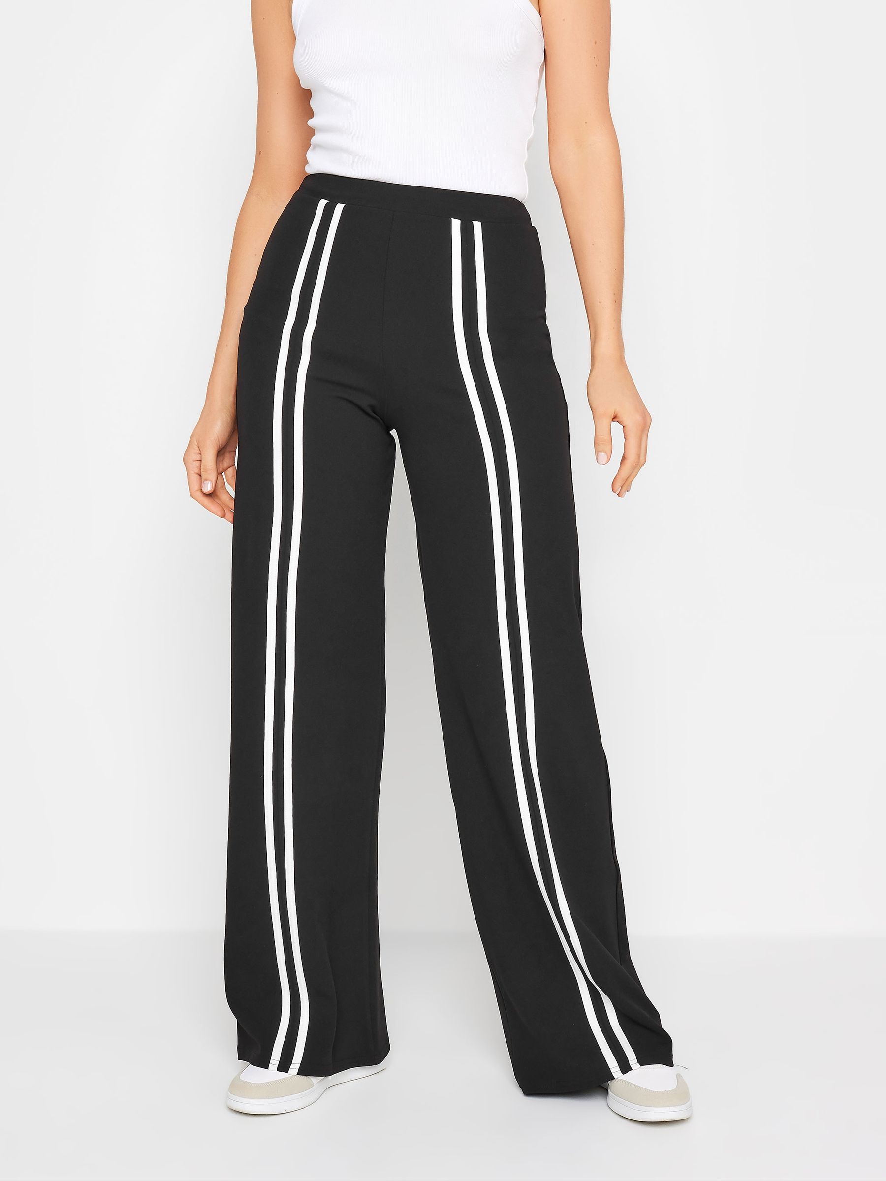 Buy Long Tall Sally Black & White Front Stripe Wide Leg Trousers