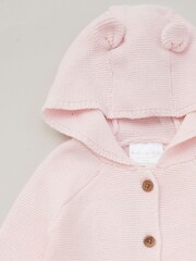 Rock-A-Bye Baby Boutique Pink Hooded Bear 100% Cotton Knit Cardigan - Image 2 of 3