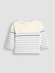 JoJo Maman Bébé Blue Fox Embroidered Breton Top And Rib Leggings Set - Image 3 of 6