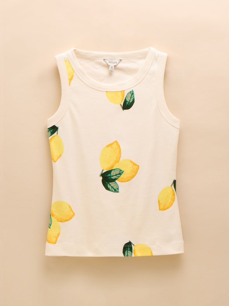 Joules Premium Ribbed Lemon Jersey Printed Vest - Image 6 of 8