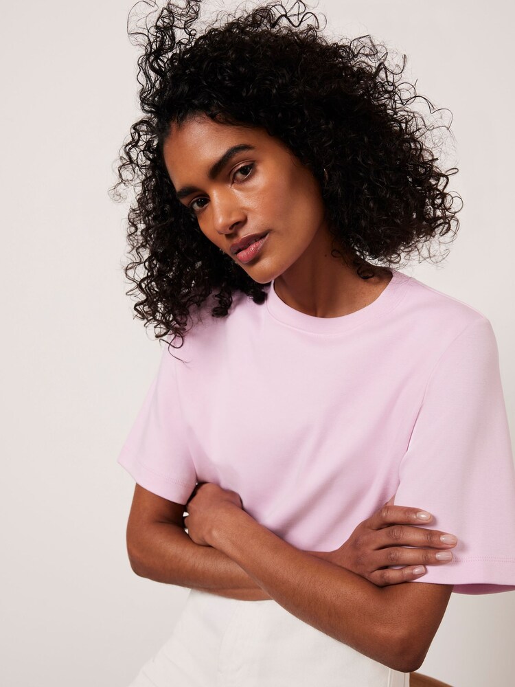 Mint Velvet Pink Cotton Boxy T-Shirt - Image 1 of 4