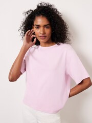 Mint Velvet Pink Cotton Boxy T-Shirt - Image 2 of 4