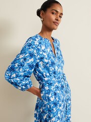 Phase Eight Blue Floral Zip Jumpsuit - Image 5 of 6