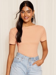 Friends Like These Pink Short Sleeve Jersey Cotton Ribbed Boat Neck T-Shirt - Image 1 of 4