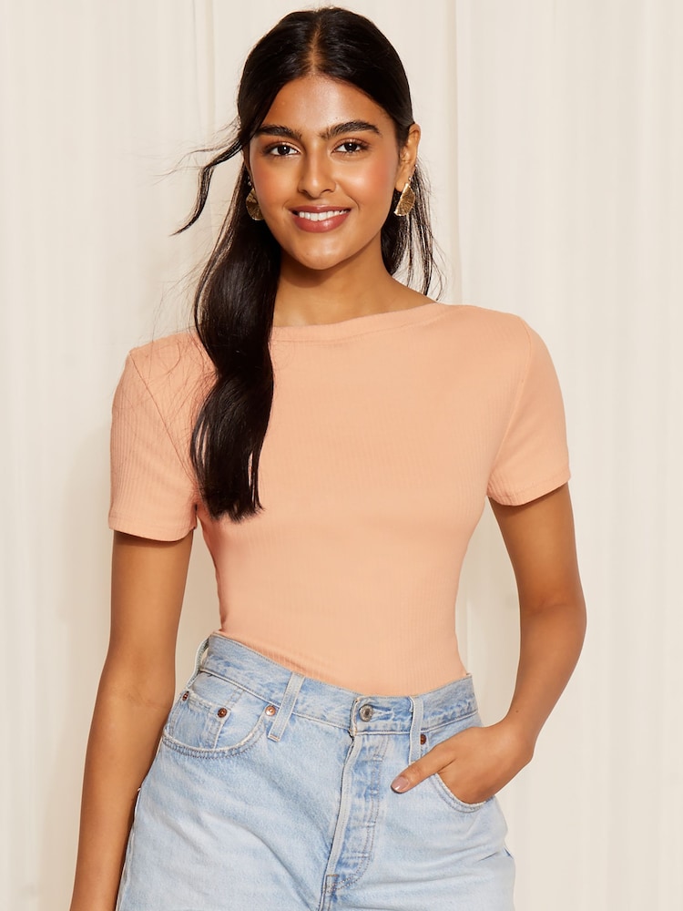 Friends Like These Pink Short Sleeve Jersey Cotton Ribbed Boat Neck T-Shirt - Image 1 of 4