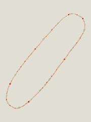 Accessorize Orange Long Beaded Rope Necklace - Image 1 of 3