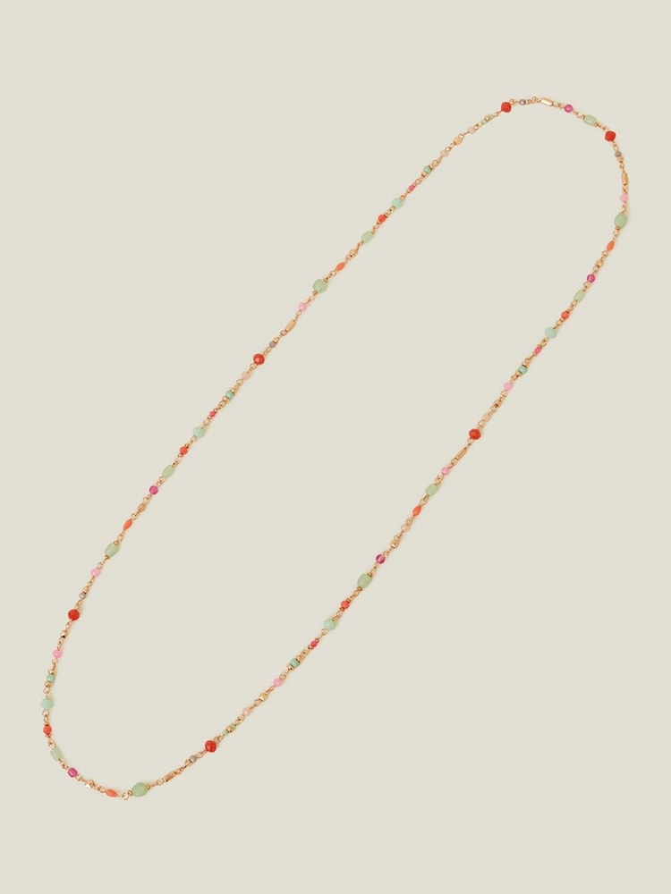 Accessorize Orange Long Beaded Rope Necklace - Image 1 of 3