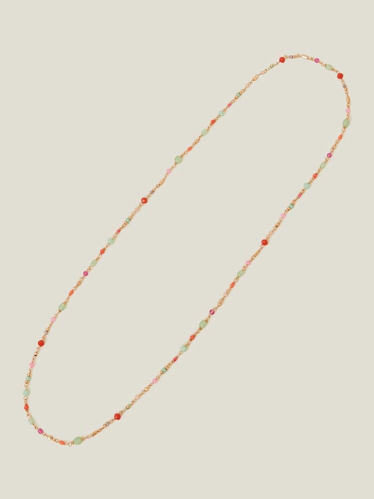 Accessorize Orange Long Beaded Rope Necklace - Image 1 of 3 Accessorize Orange Long Beaded Rope Necklace - Image 1 of 3