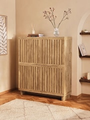 Natural Slatted Tall Sideboard - Image 1 of 10