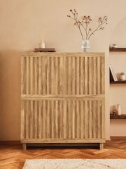 Natural Slatted Tall Sideboard - Image 3 of 10