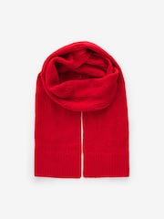 Red Soft Touch Co-ord Cable Knitted Scarf with Wool - Image 4 of 6