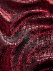 Red Long Sleeve Shimmer V-Neck Blouse - Image 7 of 7