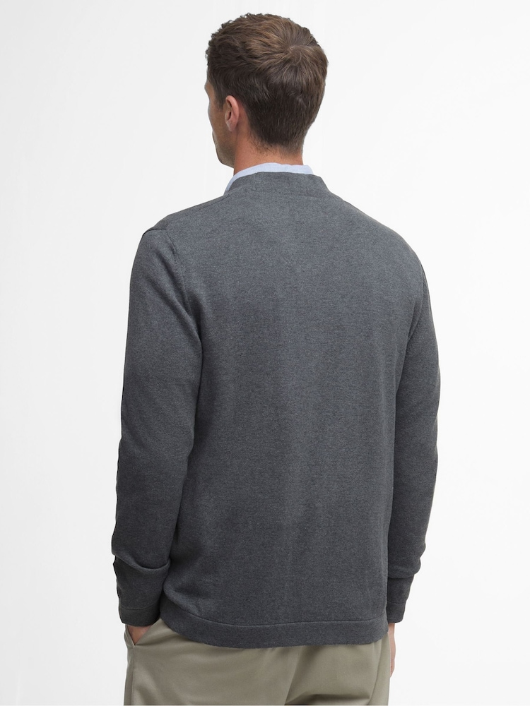 Barbour® Grey Marl Pimi 100% Cotton Knitted Cardigan - Image 2 of 6