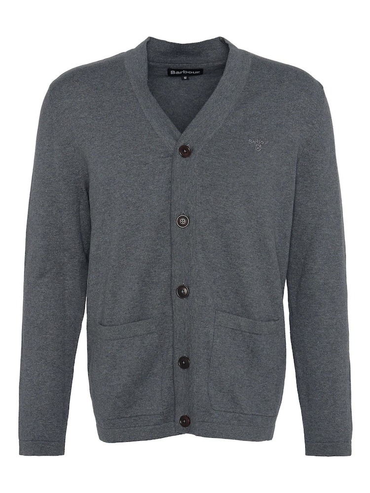 Barbour® Grey Marl Pimi 100% Cotton Knitted Cardigan - Image 6 of 6