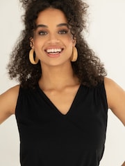 Черный - Pour Moi Maya 100% Cotton Slub Jersey Built Up V-Neck Vest - Image 2 of 4
