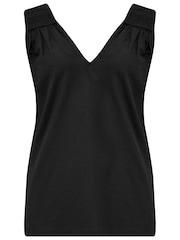 Черный - Pour Moi Maya 100% Cotton Slub Jersey Built Up V-Neck Vest - Image 3 of 4