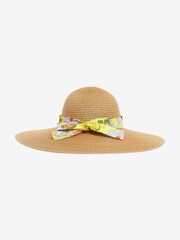 Nicole Miller Cream/Yellow Straw Sun 100% Cotton Hat - Image 1 of 6