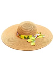Nicole Miller Cream/Yellow Straw Sun 100% Cotton Hat - Image 2 of 6