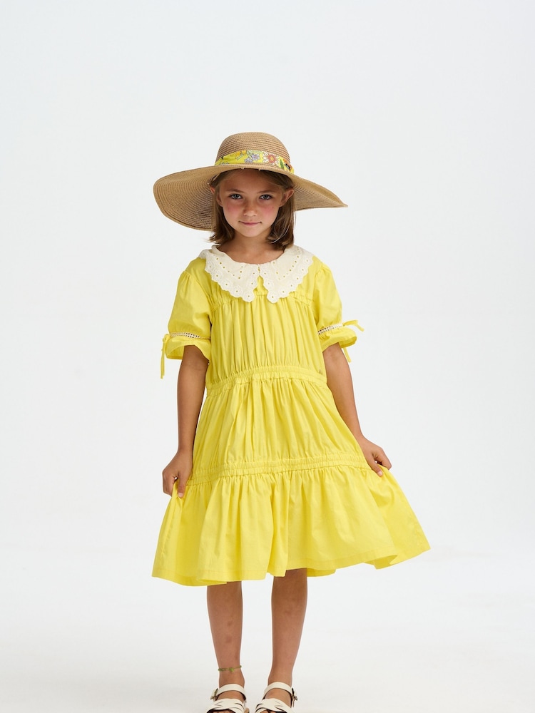 Nicole Miller Cream/Yellow Straw Sun 100% Cotton Hat - Image 6 of 6