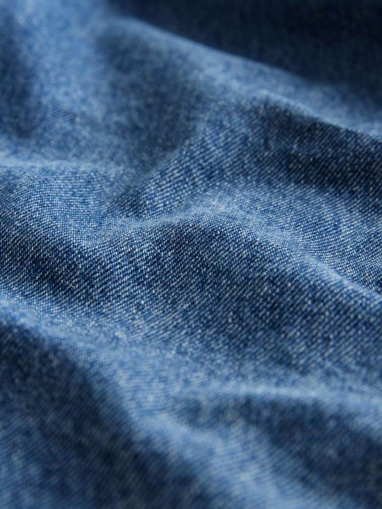 Blue Adjustable Cinch Back Wide Leg 100% Cotton Jeans - Image 8 of 8