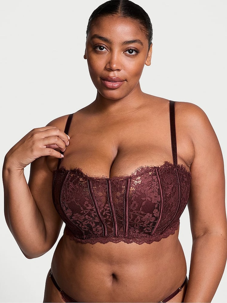 Victoria's Secret Burgundy Purple Lace Bandeau Bra Top - Image 1 of 4