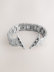 Silver Tone Stainless Steel Link Watch Strap - Image 4 of 8