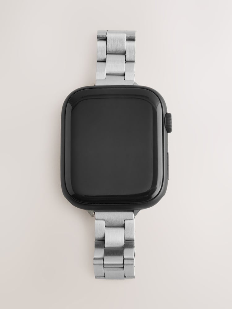 Silver Tone Stainless Steel Link Watch Strap - Image 8 of 8