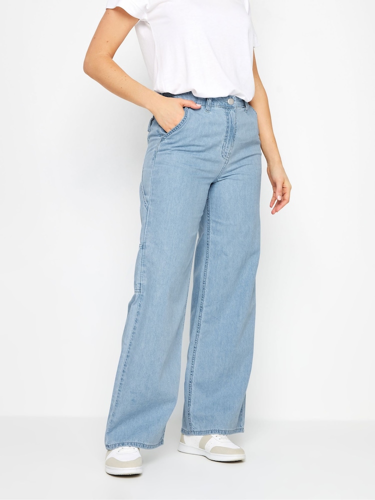 Long Tall Sally Blue Carpenter Wide Leg 100% Cotton Jeans - Image 2 of 5