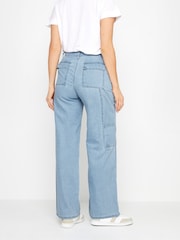Long Tall Sally Blue Carpenter Wide Leg 100% Cotton Jeans - Image 3 of 5