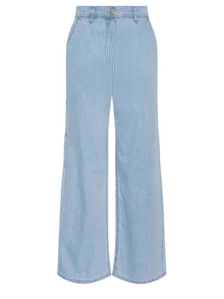 Long Tall Sally Blue Carpenter Wide Leg 100% Cotton Jeans - Image 5 of 5