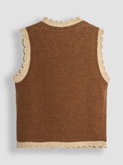 JoJo Maman Bébé Gold Floral Crochet Knitted Waistcoat - Image 4 of 5