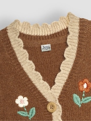 JoJo Maman Bébé Gold Floral Crochet Knitted Waistcoat - Image 5 of 5