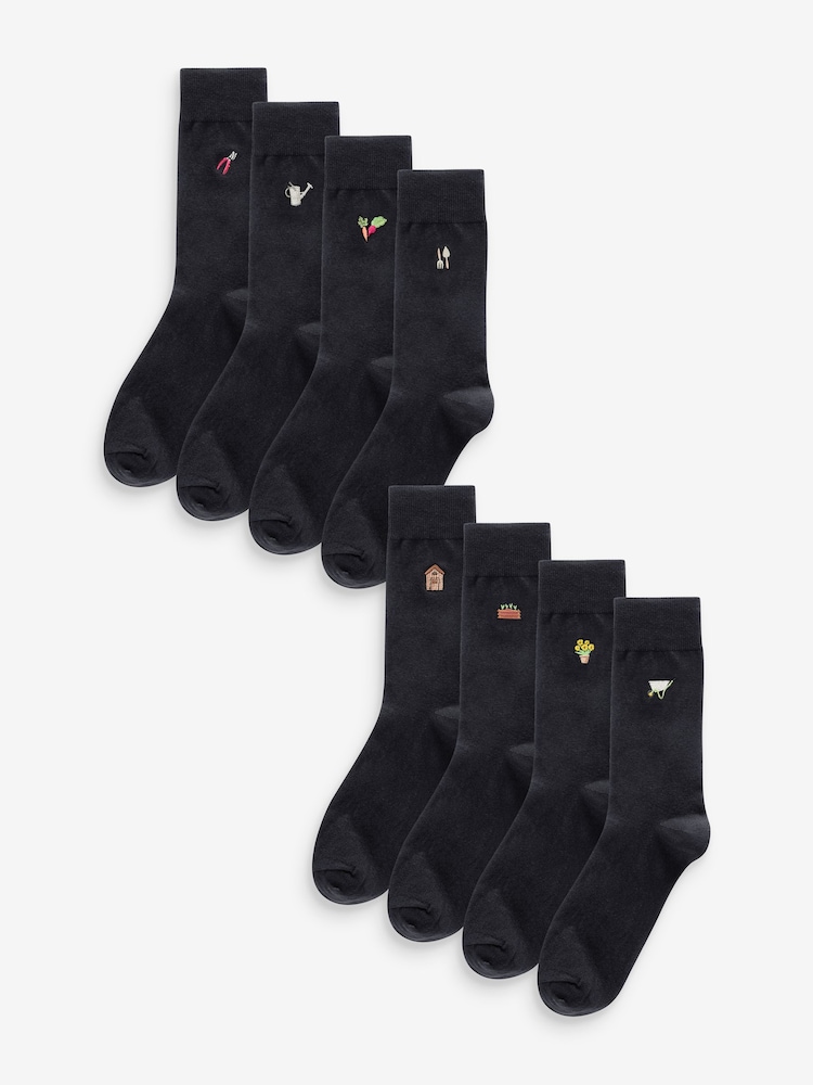 Gardening Fun Embroidered Socks 8 Pack - Image 1 of 10