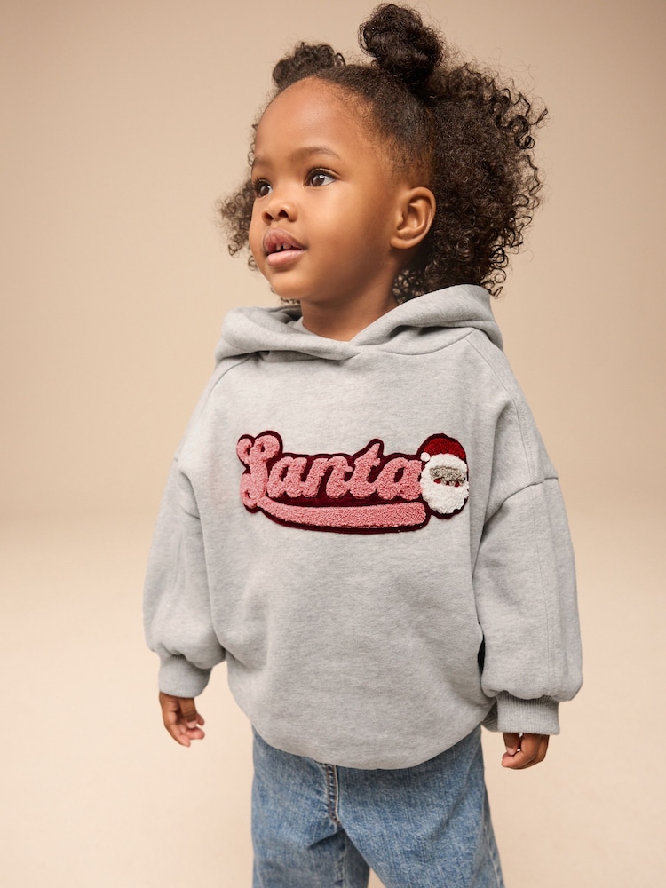 Grey Santa Hoodie (3mths-7yrs) - Image 1 of 7