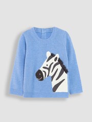 JoJo Maman Bébé Blue Zebra Jumper - Image 1 of 3