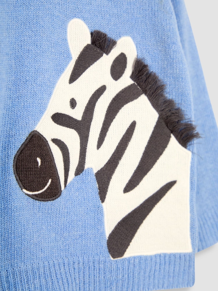 JoJo Maman Bébé Blue Zebra Jumper - Image 3 of 3 JoJo Maman Bébé Blue Zebra Jumper - Image 3 of 3